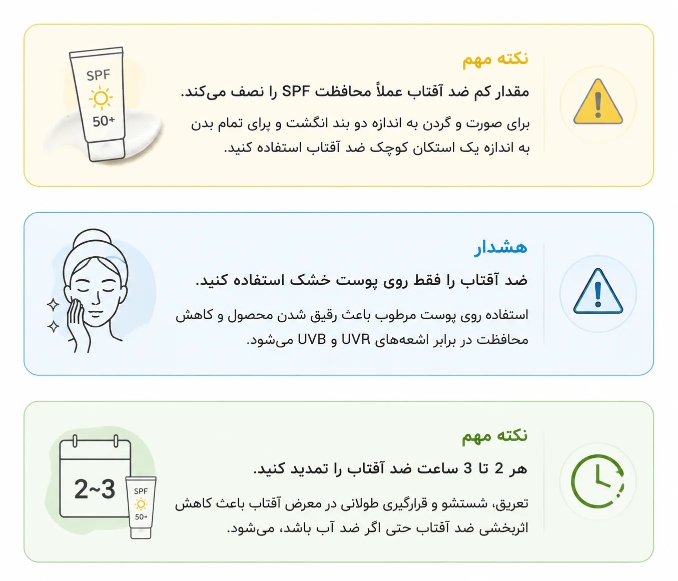 نکته مهم” یا “هشدار” ضد آفتاب