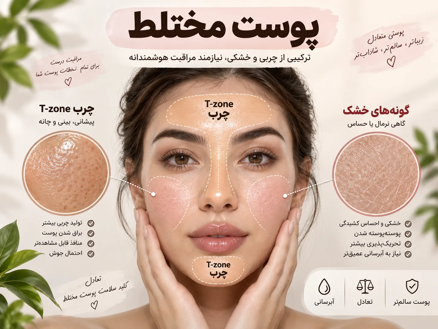 روتین پوست مختلط؛ مدیریت T-zone و گونهها با هم
